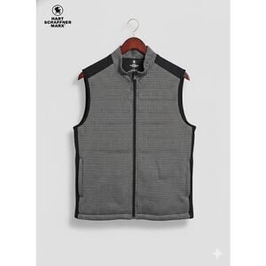 Hart Schaffner Marx Black Houndstooth Knit Full Zip Vest Men's XXL 2XL Pockets